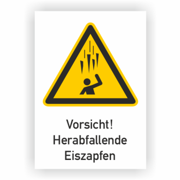 Warnschild, Vorsicht! Herabfallende Eiszapfen, ISO 7010, Aluminium, 262 x 371 mm