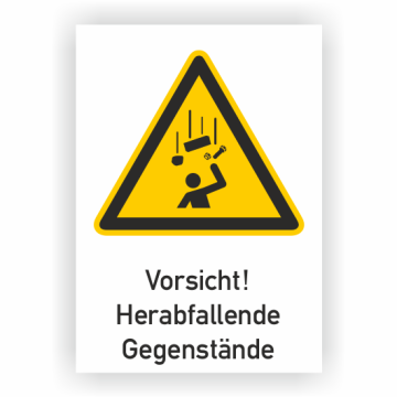 Warnschild, Vorsicht! Herabfallende Gegenstände, ISO 7010