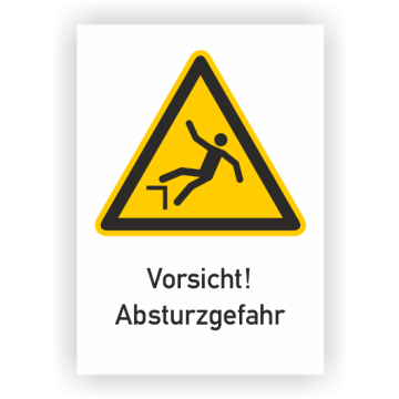 Warnschild, Vorsicht! Absturzgefahr,  ISO 7010