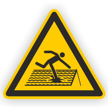 Warnschild, Warnung vor nicht durchtritts. Dach, Aluminium, SL = 200 mm
