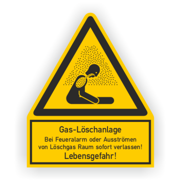 Warnschild, Gas-Löschanlage, ISO 7010, Aufkleber, Folie, 210 x 255 mm