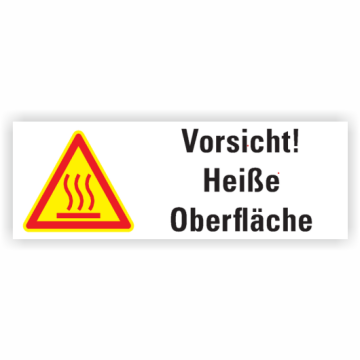 Thermo-Warnschild, Vorsicht! Heiße Oberfläche, Aufkleber, Folie, 210 x 74 mm, temp.bis 80 °C
