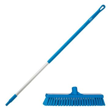 Vikan Besenset, Besen 410 mm weich/hart, blau Ergonomischer Alustiel, Länge 1310 mm