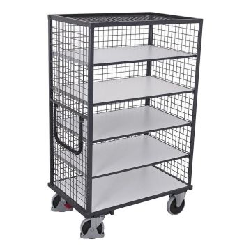 VARIOfit ESD Etagenwagen fest verschweißt, Gitter, 500kg, 5 Böden, verschiedene Ausführungen, graphit