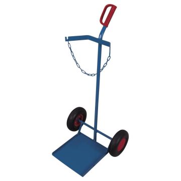 VARIOfit Stahlflaschenkarre für Propangasflasche 33 kg, verschiedene Radsätze, 365x360mm, blau