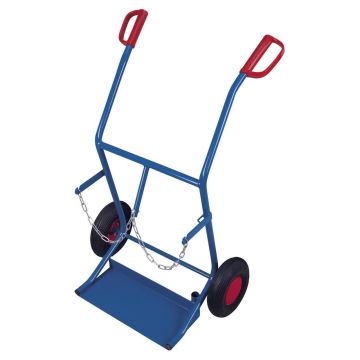 VARIOfit Stahlflaschenkarre für 2 Flaschen 20l, 100 kg, verschiedene Radsätze, 210x470mm, blau