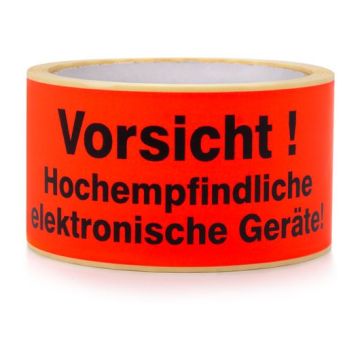 Paketaufkleber Vorsicht! Hochempfindliche elektronische Geräte, auf Rolle, 135 x 50 mm, rot
