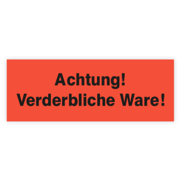 Paketaufkleber "Achtung! Verderbliche Ware!" auf Rolle, 135 x 50 mm, rot