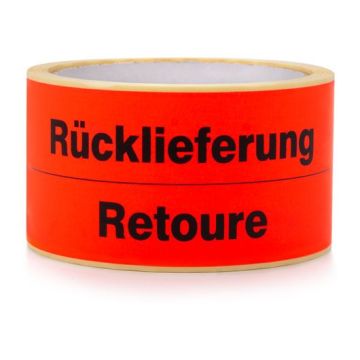 Paketaufkleber "Rücklieferung - Retoure" auf Rolle, 135 x 50 mm, rot