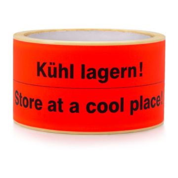 Paketaufkleber "Kühl lagern!" auf Rolle, 135 x 50 mm, rot, zweisprachig