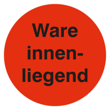Paketaufkleber "Ware innenliegend", Papier, Ø 30 mm, leuchtrot, 500 St./ Rolle