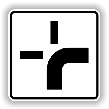Zusatzzeichen StVO, Verlauf der Vorfahrtstraße VZ 1002-20, Alu 2 mm