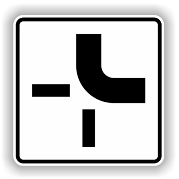 Zusatzzeichen StVO, Verlauf der Vorfahrtstraße VZ 1002-21, Alu 2 mm