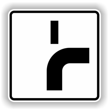 Zusatzzeichen StVO, Verlauf der Vorfahrtstraße VZ 1002-22, Alu 2 mm