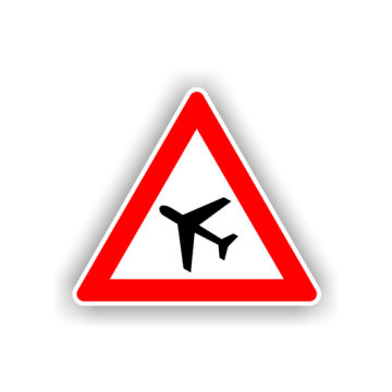Verkehrszeichen StVO, Flugbetrieb Aufst. rechts VZ 101-10, Alu 2 mm Flachform