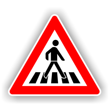 Verkehrszeichen StVO, Fußgängerüberweg, links VZ 101-21, Alu 2 mm Flachform