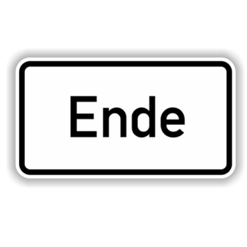 Zusatzzeichen StVO, Ende,  VZ 1012-31, Alu 2 mm flach