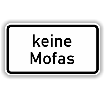 Zusatzzeichen StVO, Keine Mofas VZ 1012-33, Alu 2 mm flach