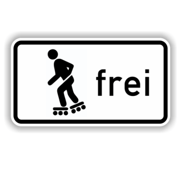Zusatzzeichen StVO, Inline-Skaten u. Rollschuhf. frei, VZ 1020-13, Alu 2mm flach