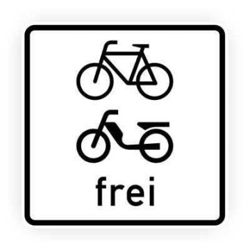 Zusatzzeichen StVO, Radverkehr und Mofas frei VZ 1022-14, Alu 2 mm flach