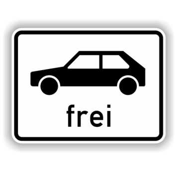 Zusatzzeichen StVO, Personenkraftwagen frei,  VZ 1024-10, Alu 2 mm flach