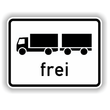 Zusatzzeichen StVO, Lkw mit Anhänger frei VZ 1024-13, Alu 2 mm flach