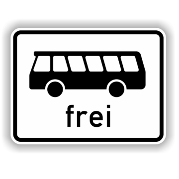 Zusatzzeichen StVO, Kraftomnibusse frei VZ 1024-14, Alu 2 mm flach