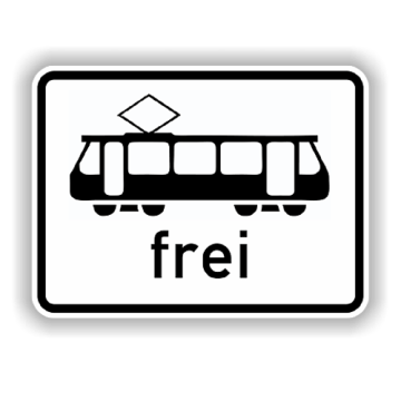 Zusatzzeichen StVO, Straßenbahnen frei VZ 1024-16, Alu 2 mm flach