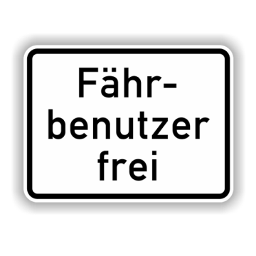Zusatzzeichen StVO, Fährbenutzer frei VZ 1028-34, Alu 2 mm flach