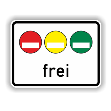 Zusatzzeichen StVO, rote, gelbe u. grüne Plakette frei, VZ 1031-50, Alu 2mm flach