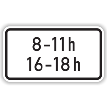 Zeitliche Beschränkung (zweizeilig) … - … h, VZ 1040-31, StVO