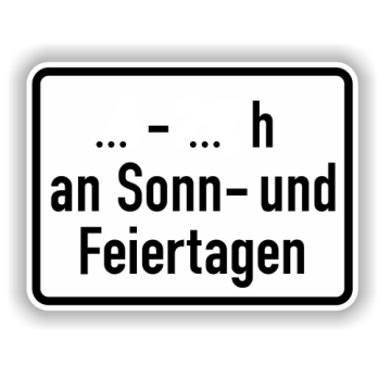 Zusatzzeichen StVO, Sonn- und Feiertagen VZ 1042-35, Alu 2 mm Flachform