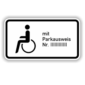 Zusatzzeichen StVO, Schwerbeh. mit Parkausweis  VZ 1044-11, Alu 2mm flach