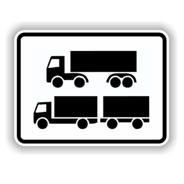 Zusatzzeichen StVO, Nur Sattelkraftf. u. Lkw m. Anh., VZ 1048-15, Alu 2mm flach