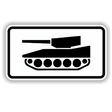 Zusatzzeichen StVO, Nur militärische Kettenfahrz.  VZ 1049-12, Alu 2 mm