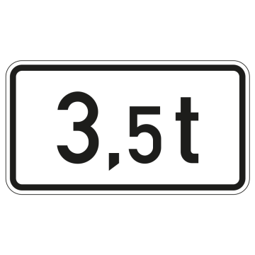 Massenangabe - 3,5 t, VZ-Nr. 1053-55, Flachform, Alu 2 mm, verschiedene Ausführungen