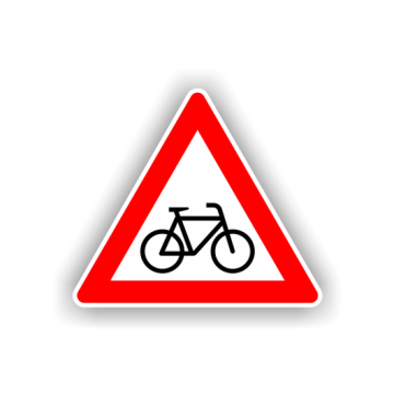 Verkehrszeichen StVO, Radverkehr Aufst. links, VZ 138-20, Alu 2 mm Flachform, SL 900 mm