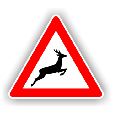 Verkehrszeichen StVO, Wildwechsel, Aufst. links VZ 142-20, Alu 2 mm Flachform, SL 900 mm