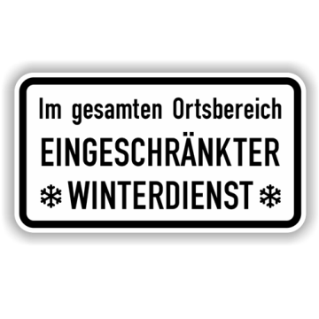 Zusatzzeichen, Eingeschränkter Winterdienst Alu 2 mm, Flachform,
