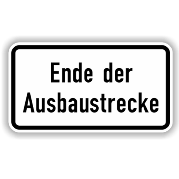 Zusatzzeichen, Ende der Ausbaustrecke Alu 2 mm, Flachform,