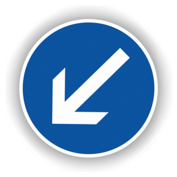 Verkehrszeichen StVO, Fahrtrichtung links vorbei  VZ 222-10, Alu 2 mm Flachform