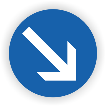 Aufkleber Vorbeifahrt rechts  PVC Folie, blau, Ø 30 mm