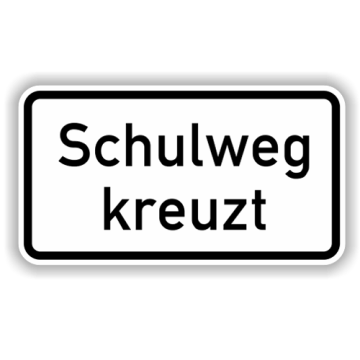 Zusatzzeichen, Schulweg kreuzt Alu 2 mm, Flachform,