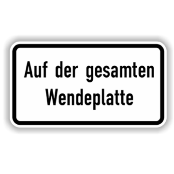 Zusatzzeichen, Auf der gesamten Wendeplatte Alu 2 mm, Flachform,