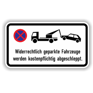 Zusatzzeichen, Parkverbot, Alu 2 mm, Flachform,