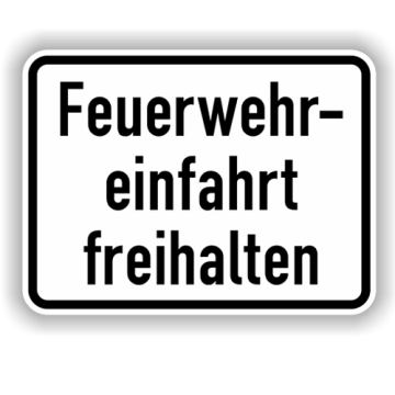 Zusatzzeichen, Feuerwehreinfahrt freihalten,  Alu 2 mm, Flachform,