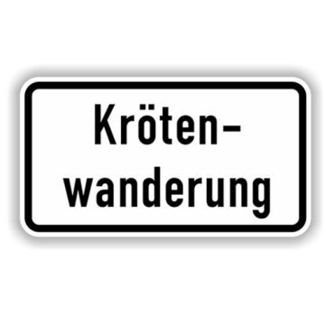 Zusatzzeichen, Krötenwanderung, Alu 2 mm, Flachform,