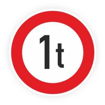 Verkehrszeichen StVO, VZ 262-1, Verbot für Fahrzeuge über 1 t, Alu 2 mm Flachform