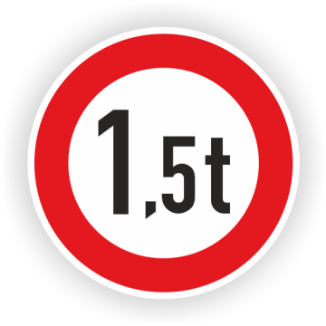 Verkehrszeichen StVO, VZ 262-1,5, Verbot für Fahrzeuge über 1,5 t, Alu 2 mm Flachform
