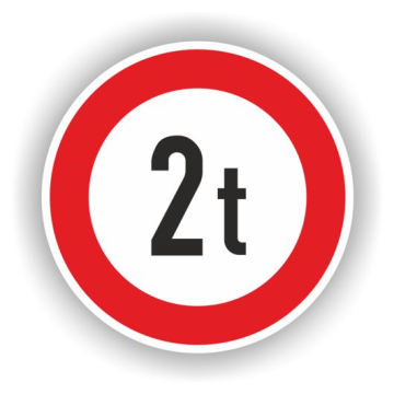 Verkehrszeichen StVO, VZ 262-2, Verbot für Fahrzeuge über 2 t, Alu 2 mm Flachform